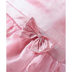 Babyhug Woven Sleeveless Party Dress With Bow Applique - Peach