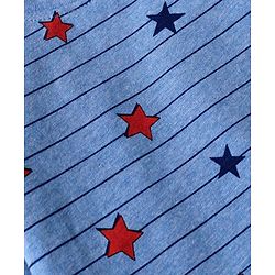 Babyhug Single Jersey Knit Full Sleeves Striped T-Shirt & Lounge Pant Set With Star Print - Blue