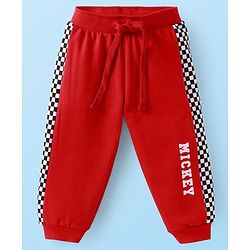 Babyhug Disney Terry Knit Full Sleeves T-Shirt & Lounge Pant Set With Mickey Mouse Graphics - Red & White