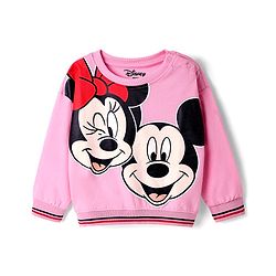 Babyhug Disney Terry Knit Full Sleeves T-Shirt & Track Pant Set with Minnie Mouse Graphics - Pink