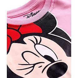 Babyhug Disney Terry Knit Full Sleeves T-Shirt & Track Pant Set with Minnie Mouse Graphics - Pink