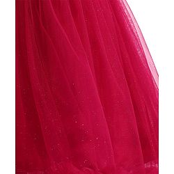 Babyhug  Woven Sleeveless  Party Wear Fit & Flare  Glitter Dress With Embroidery Details & Bow Applique - Dark Pink