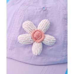 Babyhug Free Size Baseball Cap With Floral Applique - Purple