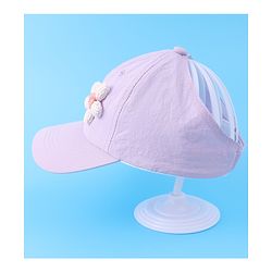 Babyhug Free Size Baseball Cap With Floral Applique - Purple