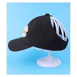 Babyhug Free Size Baseball Cap With Floral Applique - Black