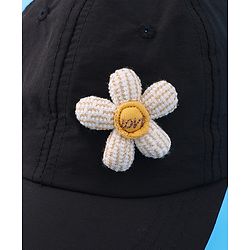 Babyhug Free Size Baseball Cap With Floral Applique - Black