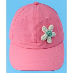 Babyhug Free Size Baseball Cap With Floral Applique - Black