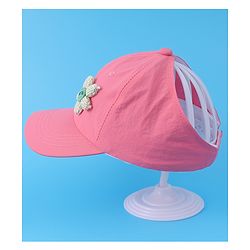 Babyhug Free Size Baseball Cap With Floral Applique - Black