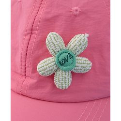 Babyhug Free Size Baseball Cap With Floral Applique - Black