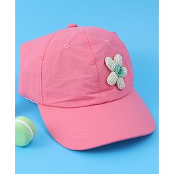 Babyhug Free Size Baseball Cap With Floral Applique - Black