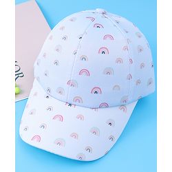 Babyhug Baseball Caps With Rainbow Print - Light Blue