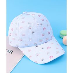 Babyhug Baseball Caps With Rainbow Print - Light Blue