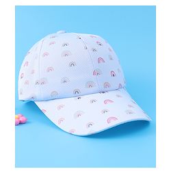 Babyhug Baseball Caps With Rainbow Print - Light Blue