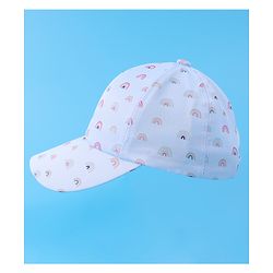 Babyhug Baseball Caps With Rainbow Print - Light Blue