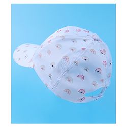 Babyhug Baseball Caps With Rainbow Print - Light Blue