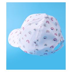 Babyhug Baseball Caps With Rainbow Print - White