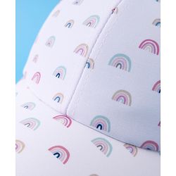 Babyhug Baseball Caps With Rainbow Print - White