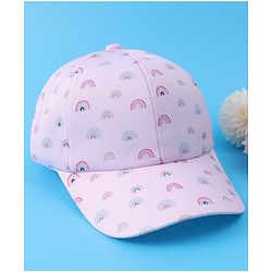 Babyhug Baseball Caps With Rainbow Print - White