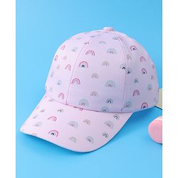 Babyhug Baseball Caps With Rainbow Print - White