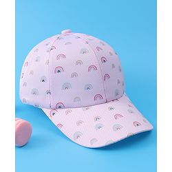 Babyhug Baseball Caps With Rainbow Print - White
