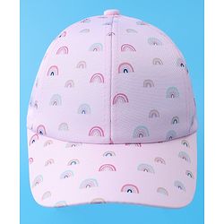 Babyhug Baseball Caps With Rainbow Print - White