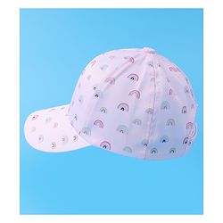 Babyhug Baseball Caps With Rainbow Print - White