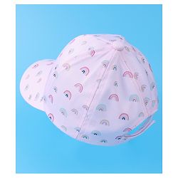 Babyhug Baseball Caps With Rainbow Print - White