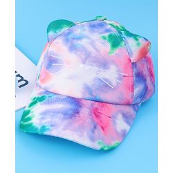 Babyhug Baseball Cap With Tie & Dye Print & Ear Applique - Multicolor