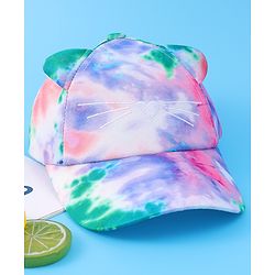 Babyhug Baseball Cap With Tie & Dye Print & Ear Applique - Multicolor