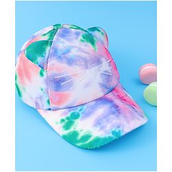 Babyhug Baseball Cap With Tie & Dye Print & Ear Applique - Multicolor