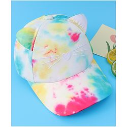 Babyhug Baseball Cap With Tie & Dye Print & Ear Applique - Multicolor