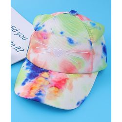 Babyhug Baseball Cap With Tie & Dye Print & Ear Applique - Multicolor