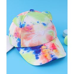 Babyhug Baseball Cap With Tie & Dye Print & Ear Applique - Multicolor