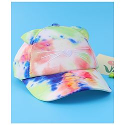 Babyhug Baseball Cap With Tie & Dye Print & Ear Applique - Multicolor