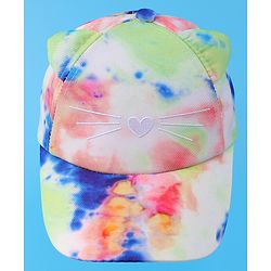 Babyhug Baseball Cap With Tie & Dye Print & Ear Applique - Multicolor