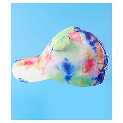 Babyhug Baseball Cap With Tie & Dye Print & Ear Applique - Multicolor