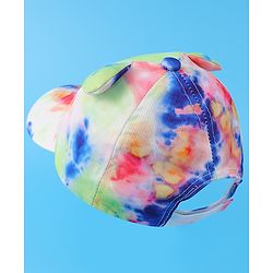 Babyhug Baseball Cap With Tie & Dye Print & Ear Applique - Multicolor