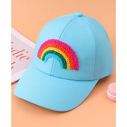 Babyhug Baseball Cap With Rainbow Embroidery - Light Blue