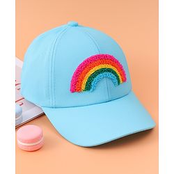 Babyhug Baseball Cap With Rainbow Embroidery - Light Blue