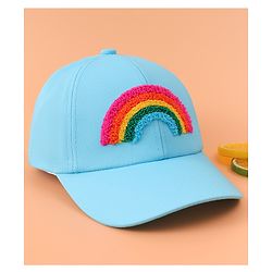 Babyhug Baseball Cap With Rainbow Embroidery - Light Blue