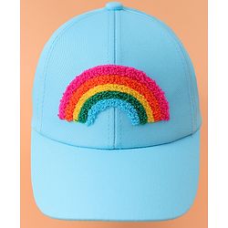 Babyhug Baseball Cap With Rainbow Embroidery - Light Blue