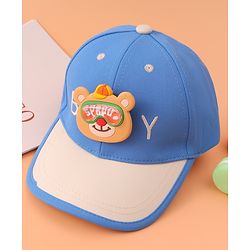 Babyhug Baseball Cap With Teddy Bear Applique - Blue