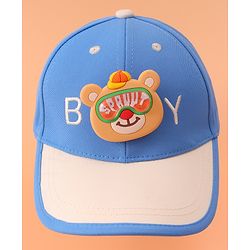 Babyhug Baseball Cap With Teddy Bear Applique - Blue