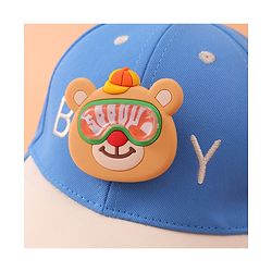 Babyhug Baseball Cap With Teddy Bear Applique - Blue