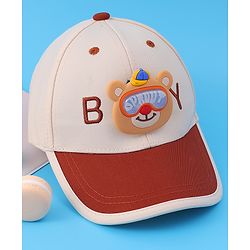 Babyhug Baseball Cap With Teddy Bear Applique (Colour May Vary)