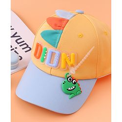 Babyhug Baseball Cap With Dino Applique - Yellow
