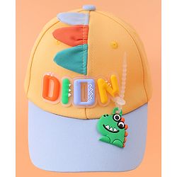 Babyhug Baseball Cap With Dino Applique - Yellow