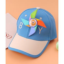 Babyhug Baseball Cap With Paper Windmill Applique - Blue