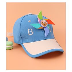 Babyhug Baseball Cap With Paper Windmill Applique - Blue