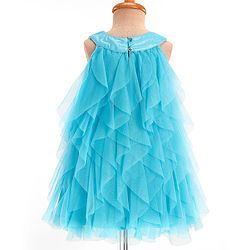 Babyhug Woven Sleeveless Dress With Ruffle & Floral Applique - Light Blue